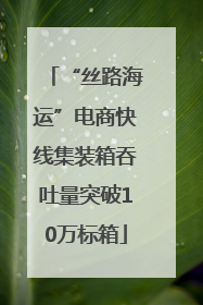 “丝路海运”电商快线集装箱吞吐量突破10万标箱