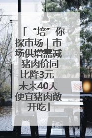 “培”你探市场｜市场供增需减 猪肉价同比降3元 未来40天便宜猪肉敞开吃