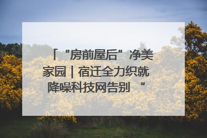 “房前屋后”净美家园｜宿迁全力织就降噪科技网告别 “声” 烦恼