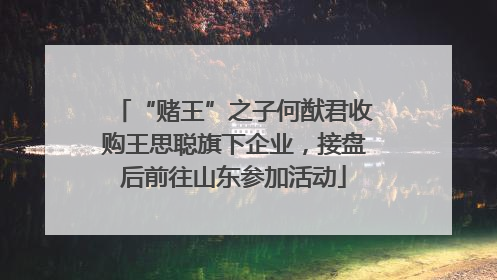 “赌王”之子何猷君收购王思聪旗下企业，接盘后前往山东参加活动