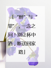 “醉”与“罪”，一念之间！别让杯中酒，断送回家路