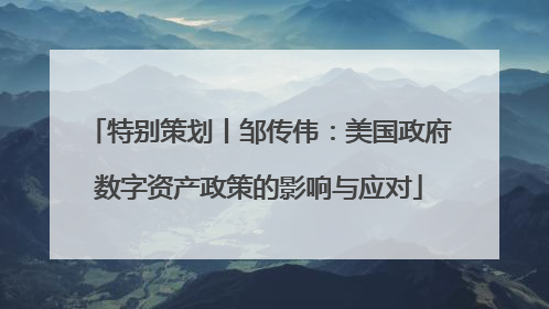 特别策划丨邹传伟：美国政府数字资产政策的影响与应对