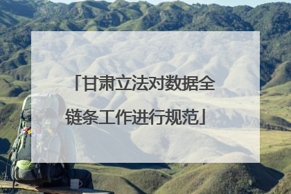 甘肃立法对数据全链条工作进行规范