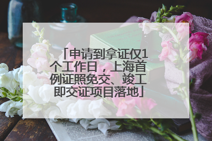 申请到拿证仅1个工作日，上海首例证照免交、竣工即交证项目落地