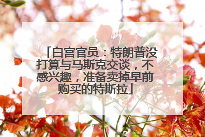 白宫官员：特朗普没打算与马斯克交谈，不感兴趣，准备卖掉早前购买的特斯拉