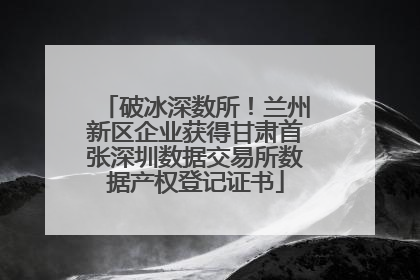 破冰深数所！兰州新区企业获得甘肃首张深圳数据交易所数据产权登记证书