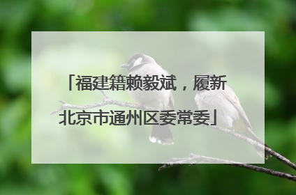 福建籍赖毅斌，履新北京市通州区委常委