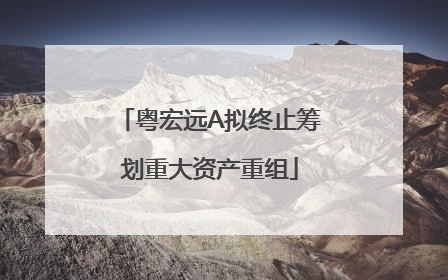 粤宏远A拟终止筹划重大资产重组