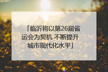临沂将以第26届省运会为契机 不断提升城市现代化水平