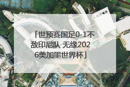 世预赛国足0-1不敌印尼队 无缘2026美加墨世界杯