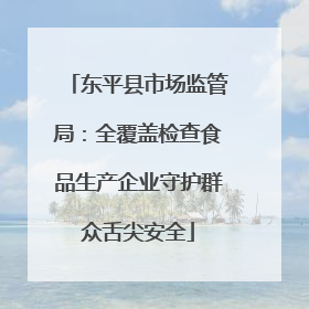 东平县市场监管局：全覆盖检查食品生产企业守护群众舌尖安全