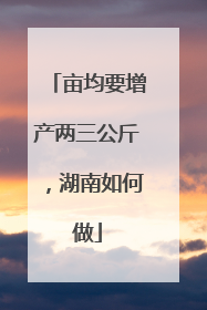 亩均要增产两三公斤，湖南如何做