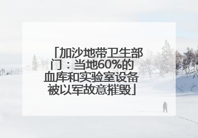加沙地带卫生部门：当地60%的血库和实验室设备被以军故意摧毁