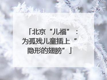 北京“儿福”：为孤残儿童插上“隐形的翅膀”