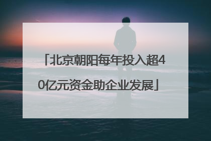 北京朝阳每年投入超40亿元资金助企业发展