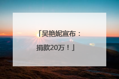 吴艳妮宣布：捐款20万！