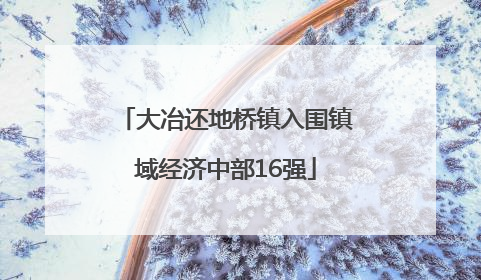 大冶还地桥镇入围镇域经济中部16强