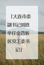 大连市委副书记刘恩举任金普新区党工委书记