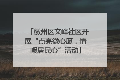 徽州区文峰社区开展“点亮微心愿，情暖居民心”活动