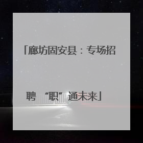 廊坊固安县：专场招聘 “职”通未来