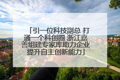 引一位科技副总 打通一个科创圈 浙江嘉善组建专家库助力企业提升自主创新能力