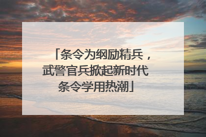 条令为纲励精兵，武警官兵掀起新时代条令学用热潮