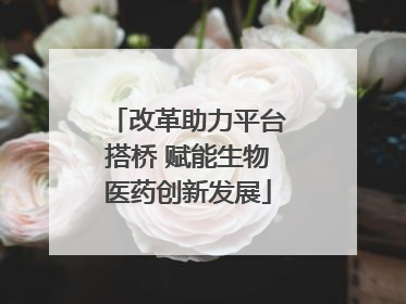 改革助力平台搭桥 赋能生物医药创新发展