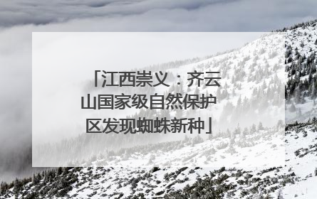 江西崇义：齐云山国家级自然保护区发现蜘蛛新种