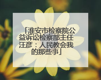 淮安市检察院公益诉讼检察部主任汪彦：人民教会我的那些事