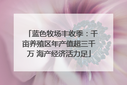 蓝色牧场丰收季：千亩养殖区年产值超三千万 海产经济活力足