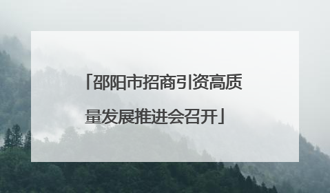 邵阳市招商引资高质量发展推进会召开