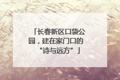 长春新区口袋公园，建在家门口的“诗与远方”