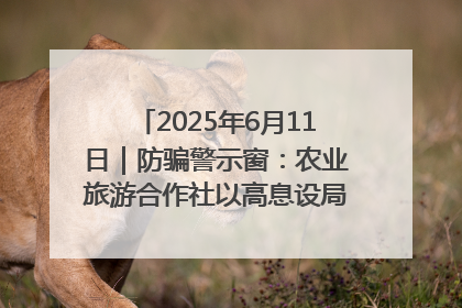 2025年6月11日｜防骗警示窗：农业旅游合作社以高息设局，集资380万